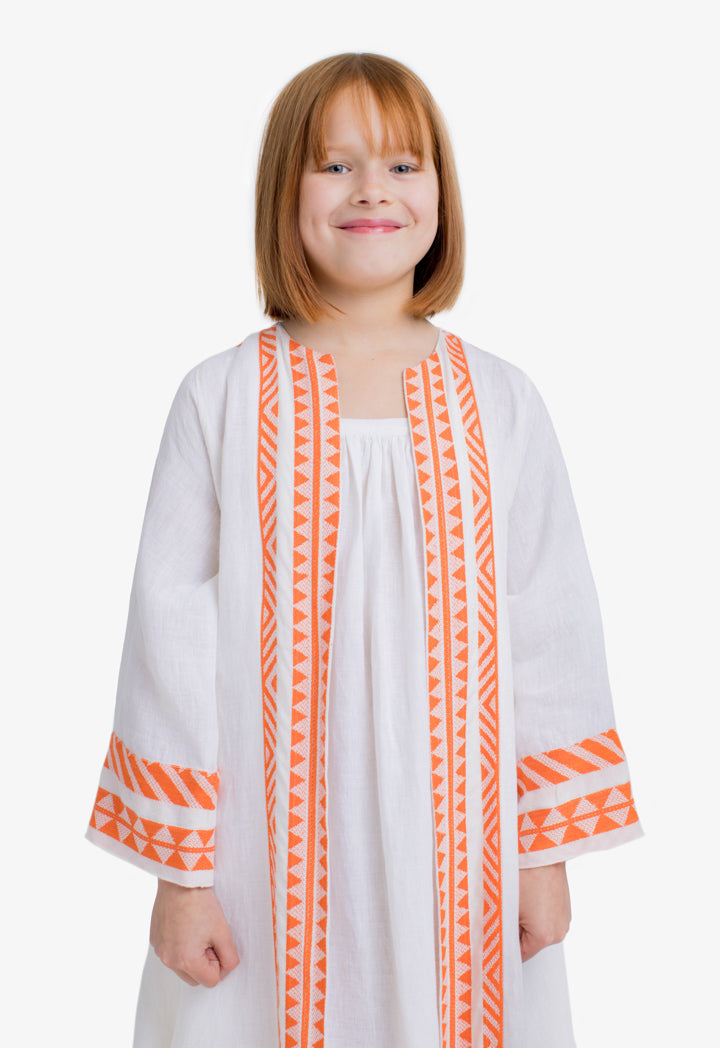 Choice kids Contrast Long Sleeves Abaya Off White