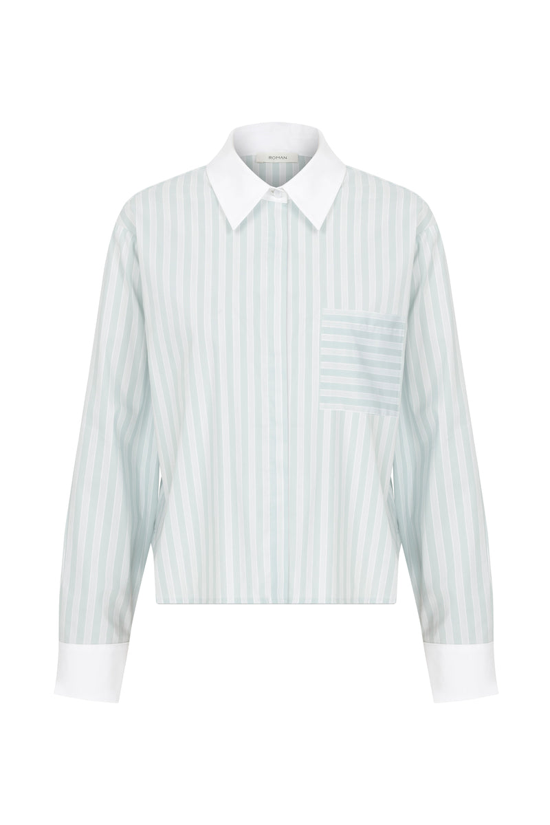 Roman Striped Long Sleeves Shirt Mint