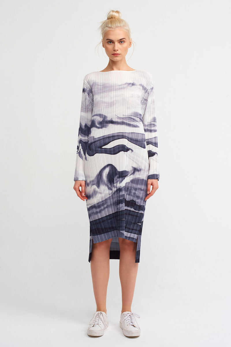 Nu Printed Pleated Dress Multicolor