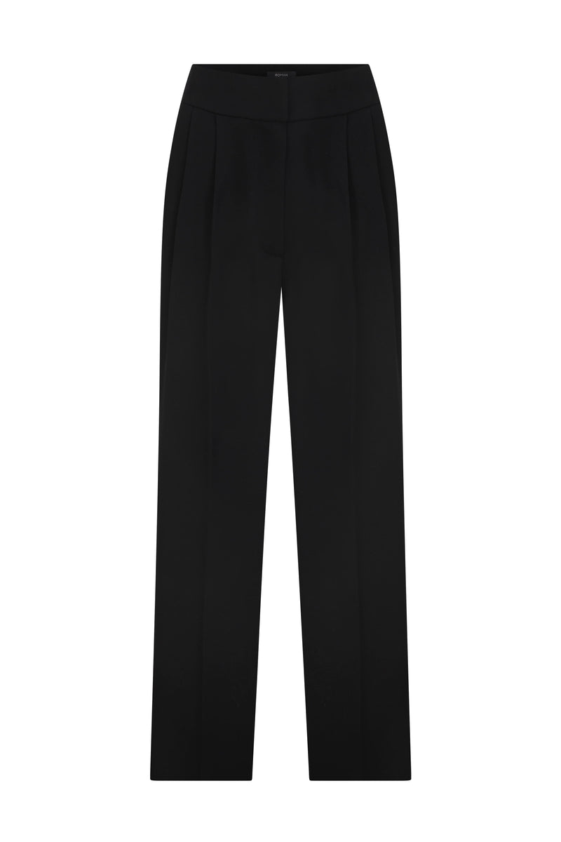 Roman Silk Crepe Carrot Trousers Black