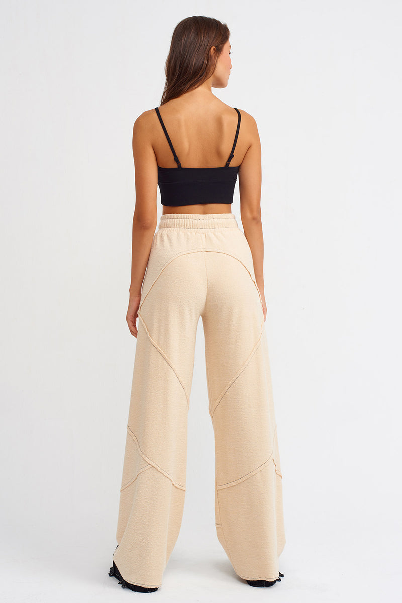 Nu Drawstring Trousers With Contrast Stitched Detail Natural