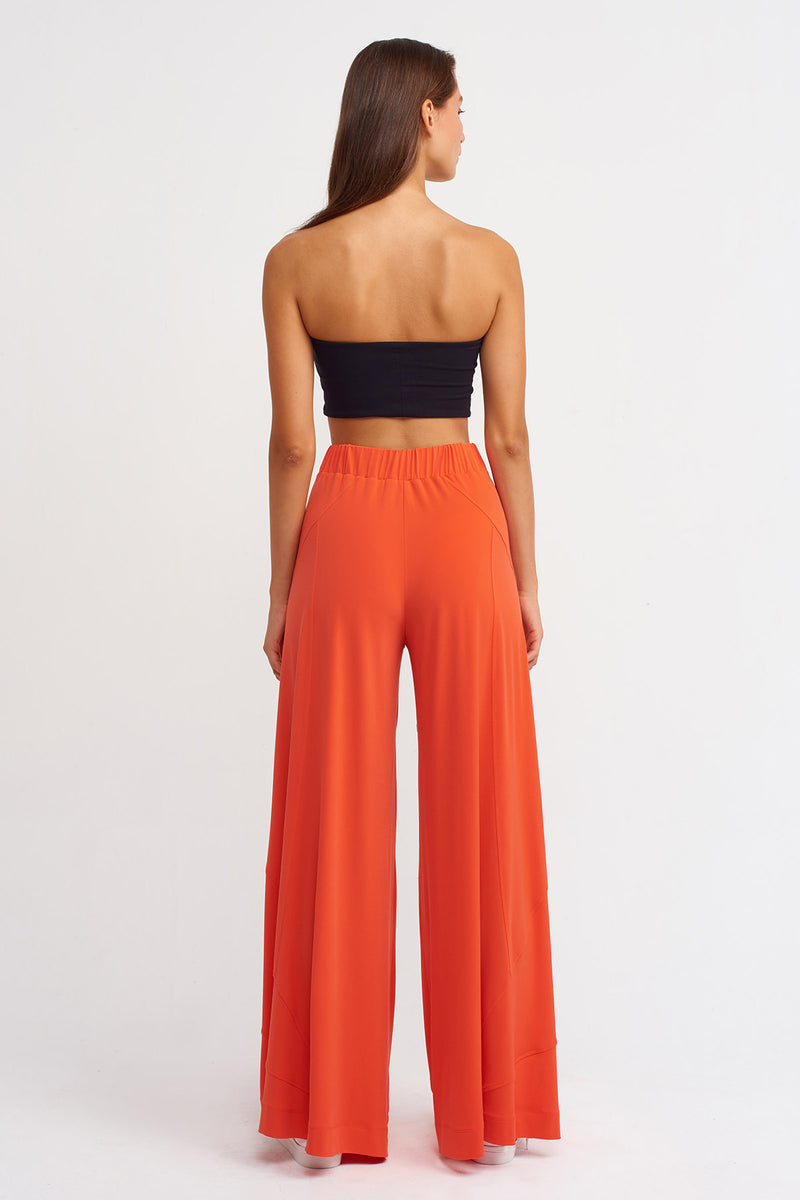 Nu Wide Leg Trousers With Stitched Detail Orange