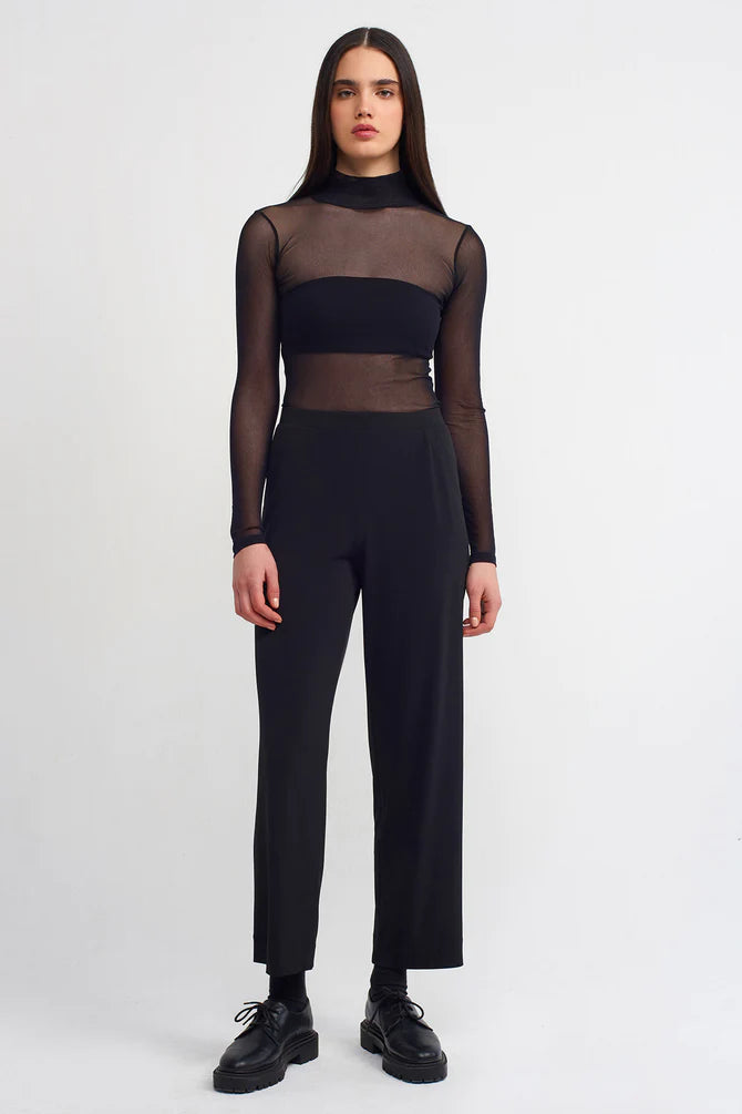 Nu Elasticated Waist Solid Trousers Black