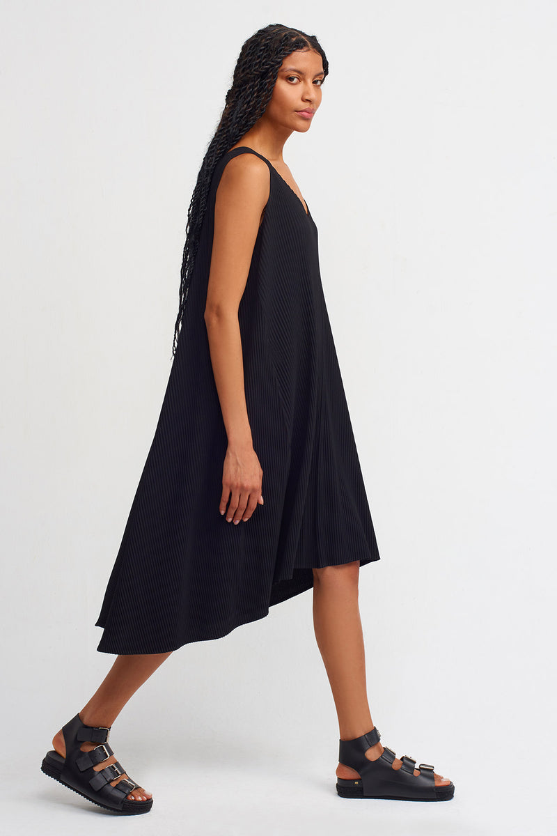 Nu Ribbed Sleeveless Midi Dress Black