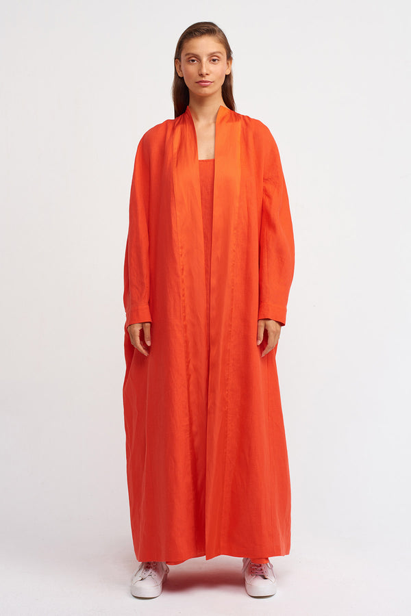 Nu Solid Open-Front Maxi Abaya Orange