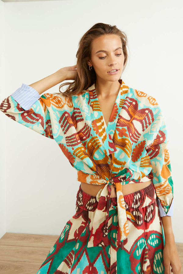 Souvenir Multicolor Self Tie Kimono Shirt Multicolor