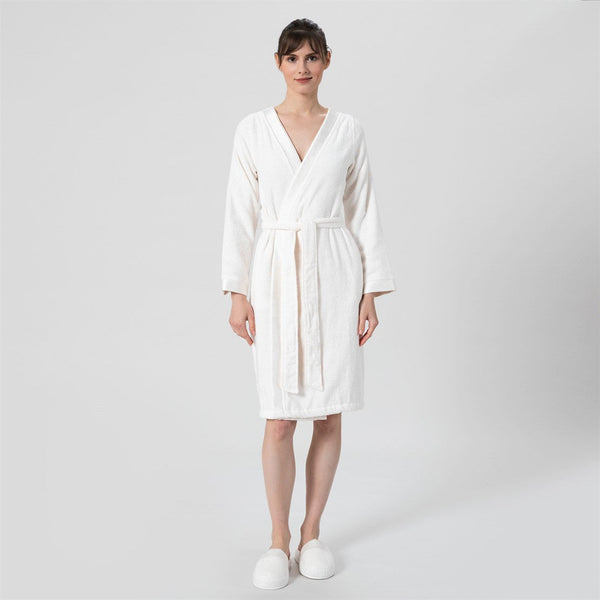 Chakra Bamboo Floss Women Bathrobe Ecru