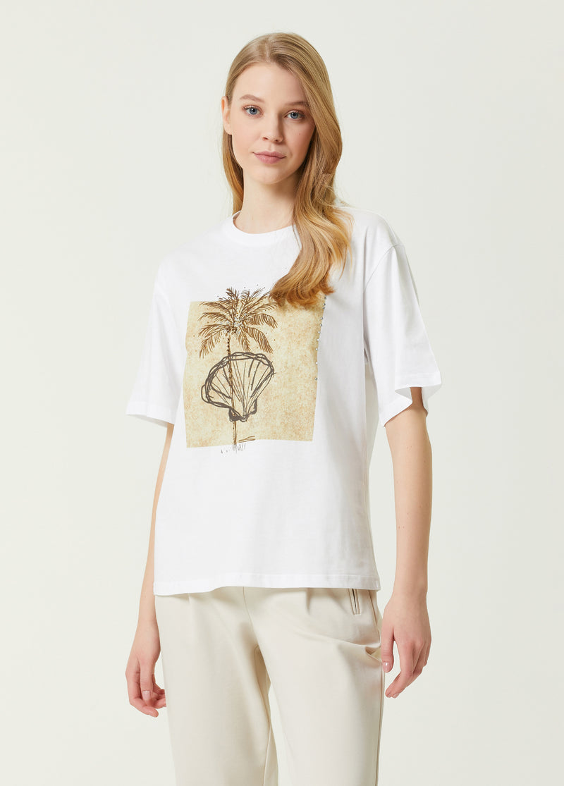 Beymen Club Crew Neck Stone Printed T-Shirt White