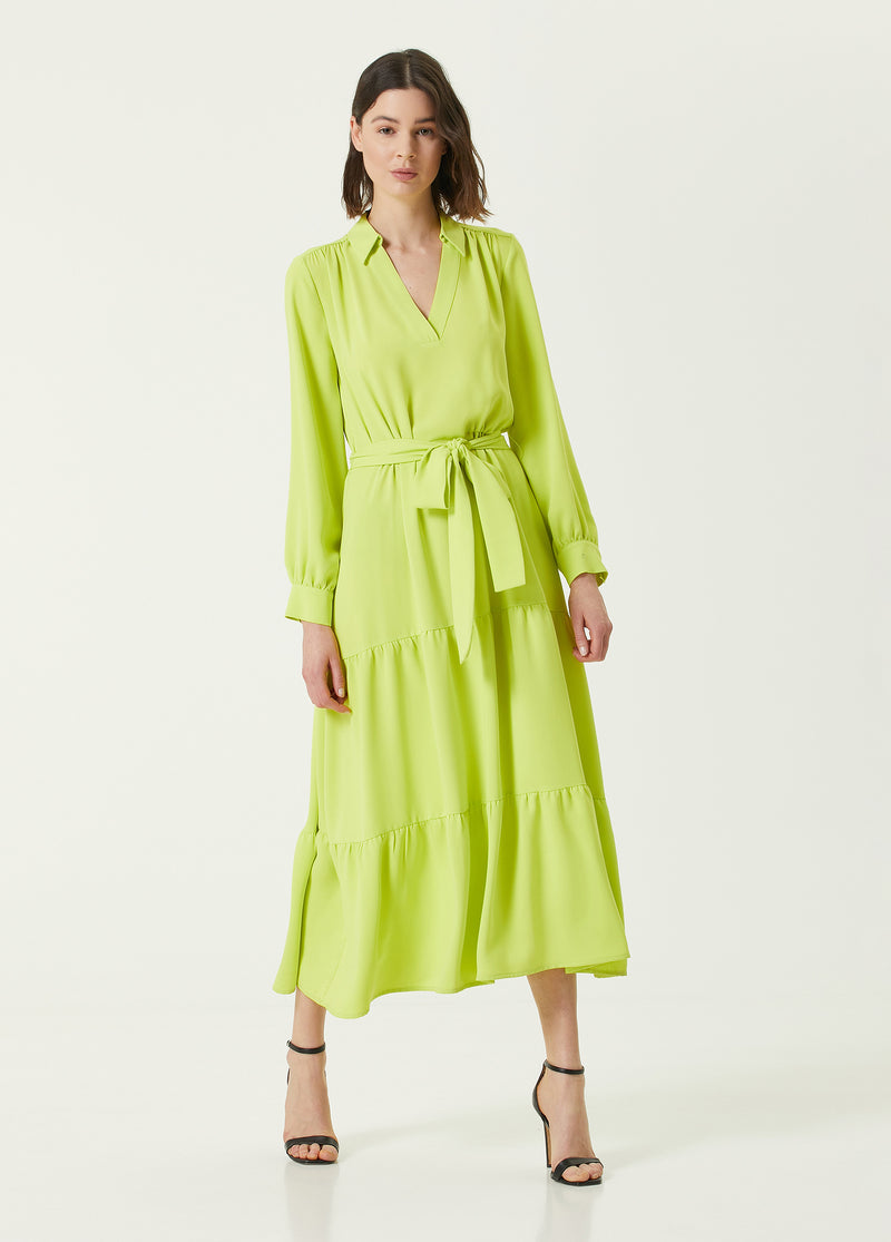 Beymen Collection Sash Detailed Midi Crepe Dress Green