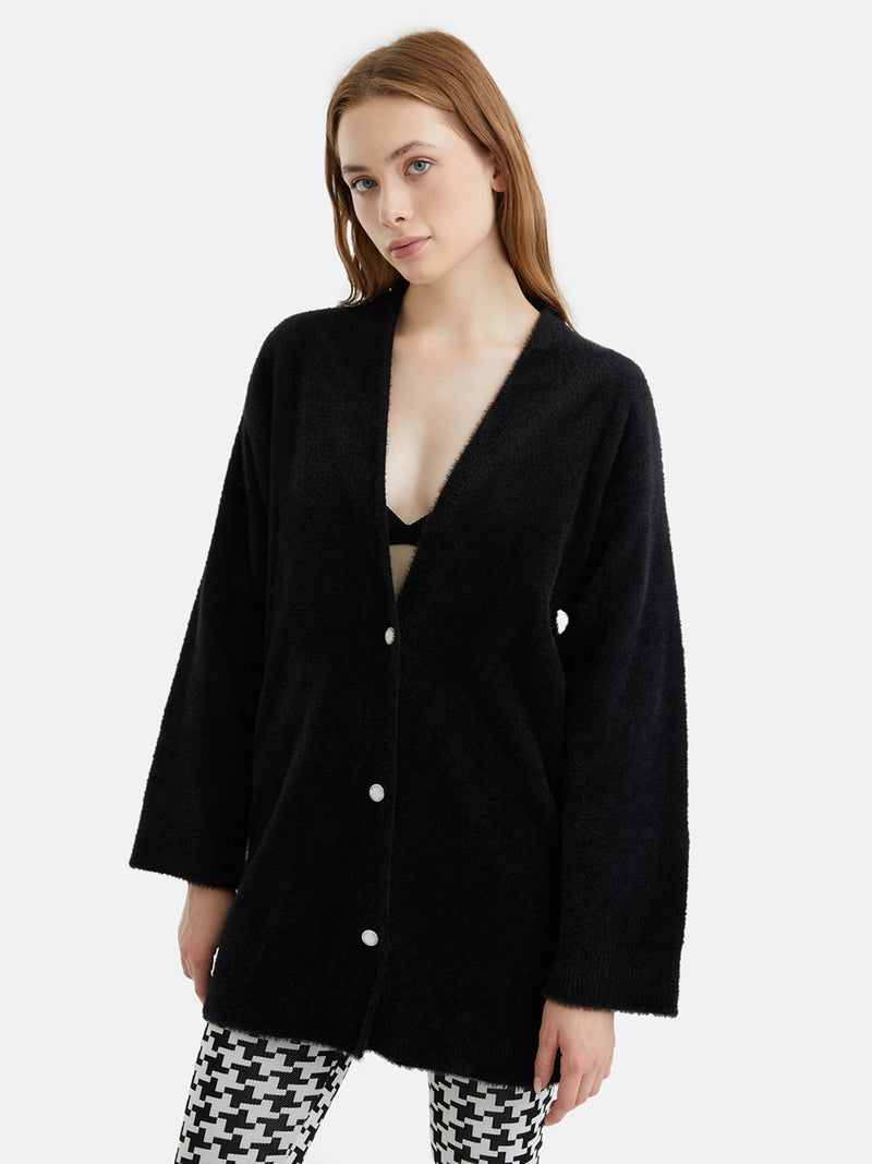 Nocturne V-Neck Knit Cardigan Black