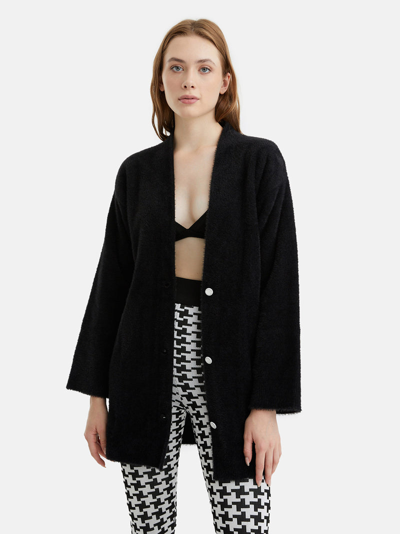 Nocturne V-Neck Knit Cardigan Black