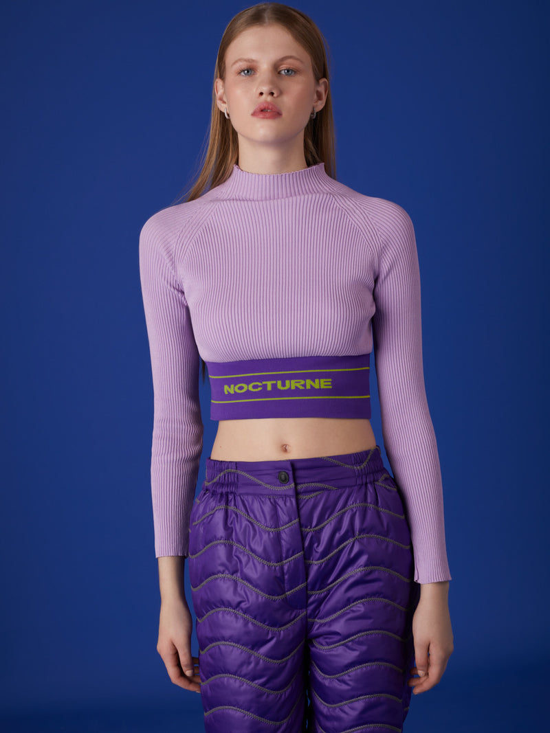 Nocturne High Collar Cropped Sweater Lilac