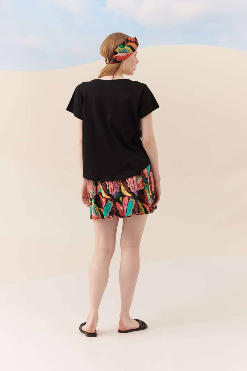 Roman Fringed Detailed T-Shirt Black