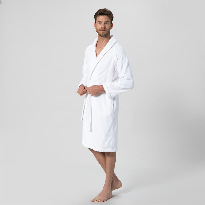 Chakra Bamboo Solid Unisex Bathrobe White