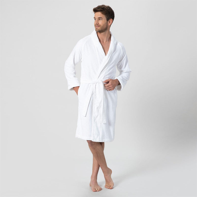 Chakra Bamboo Solid Unisex Bathrobe White