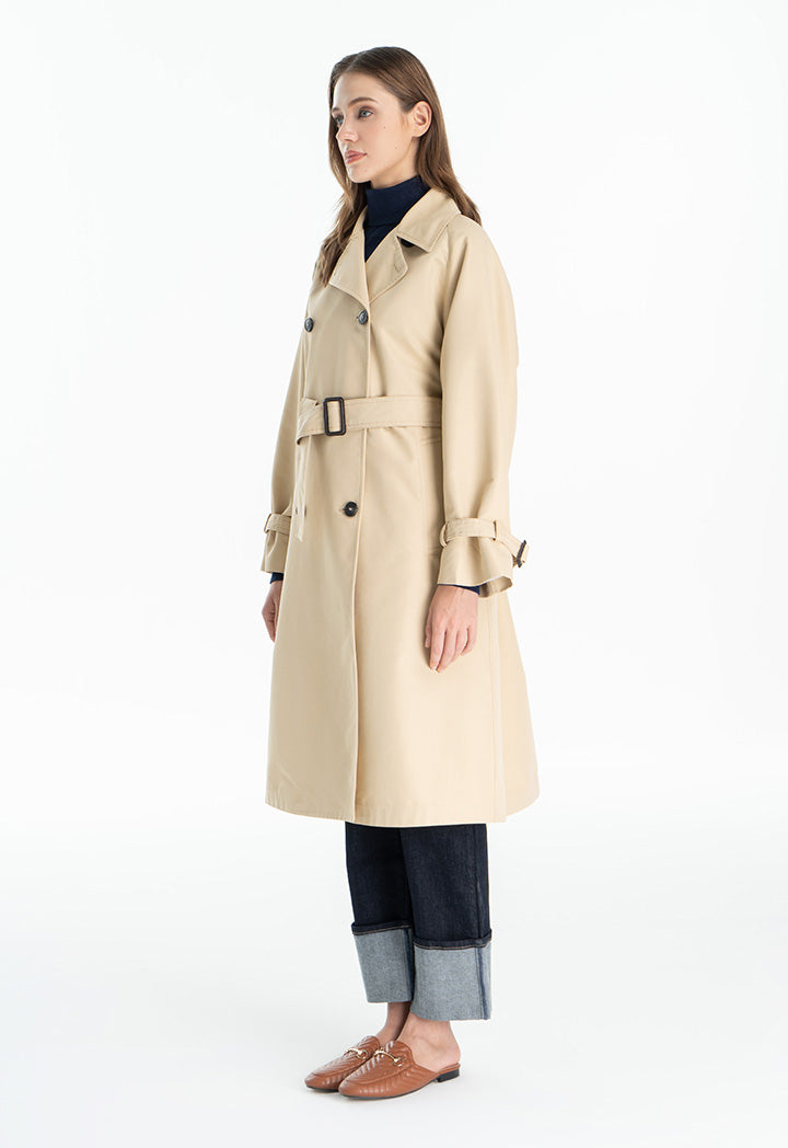 Choice Double Breasted Midi Coat Beige