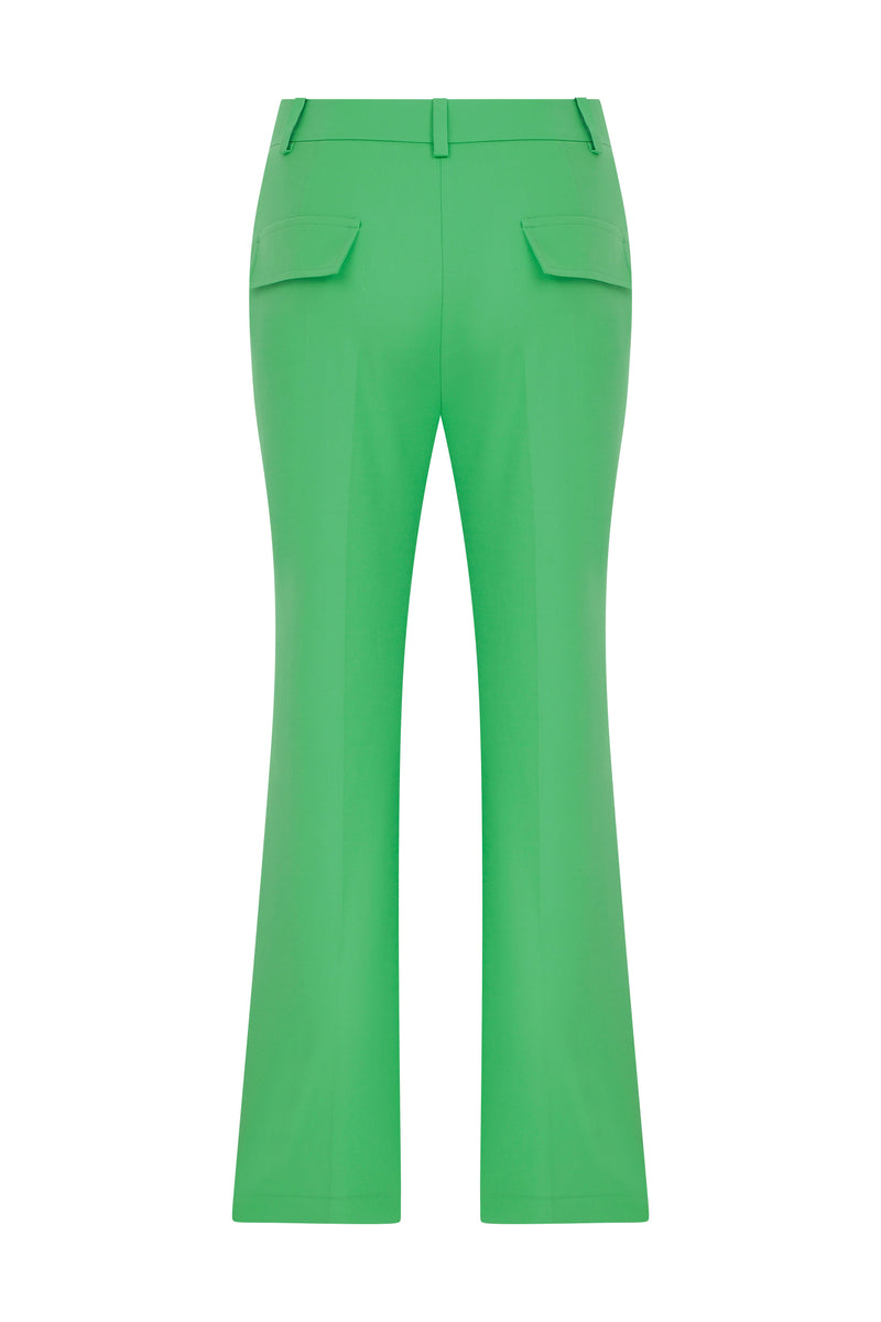 Roman Solid Straight Cut Trousers Green